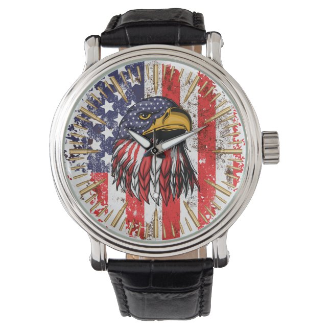 Montre Drapeau américain vintage Aigle américaine (devant)