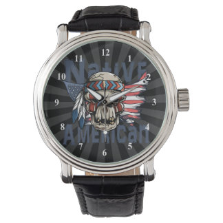 Montre Drapeau amérindien de guerrier crâne américain