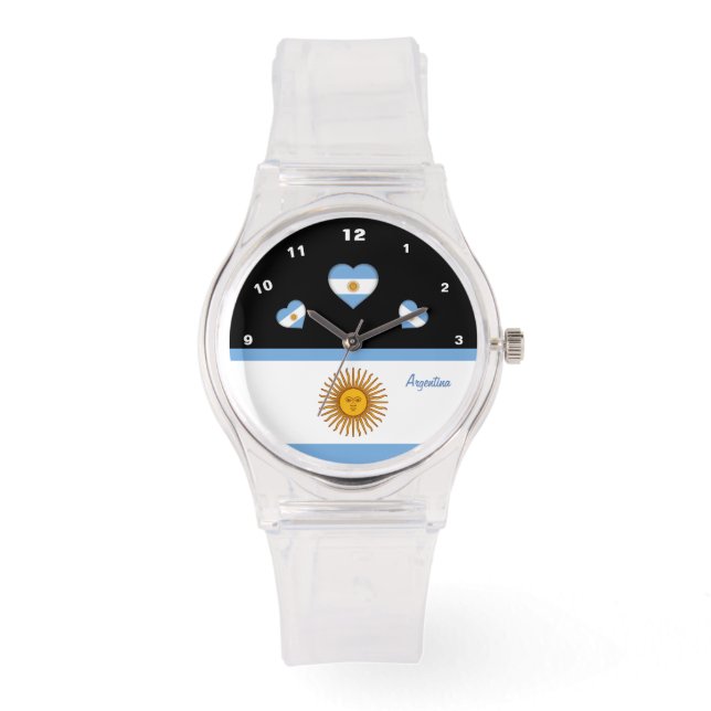 Montre Drapeau argentin, Coeurs, Argentine /sports (Recto)