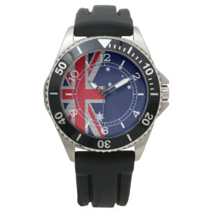 Montre Drapeau Australien Design Carbon Chrome Style Dial