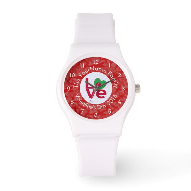 Montre Drapeau bangladais Coeur rouge AMOUR (Recto)