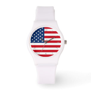 Montre Drapeau blanc féminin américain