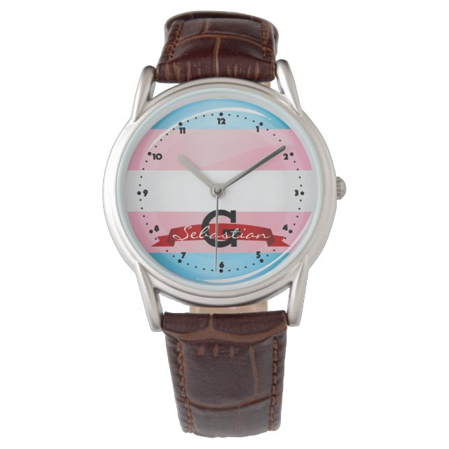 Montre Drapeau brillant de fierté transgenre (devant)