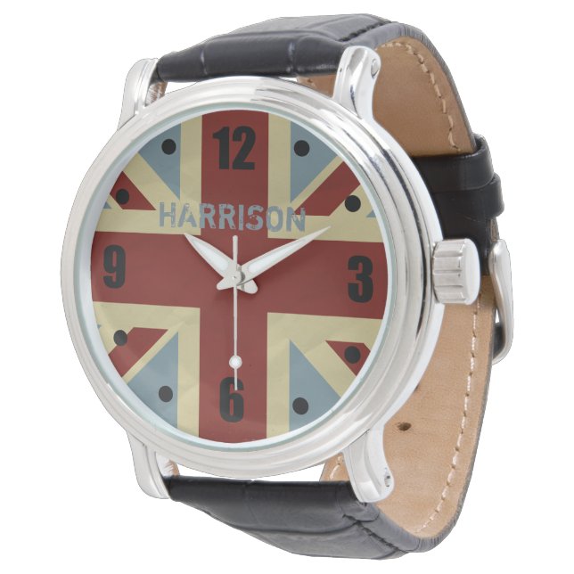 Montre Drapeau britannique Union Jack Grunge (Incliné)
