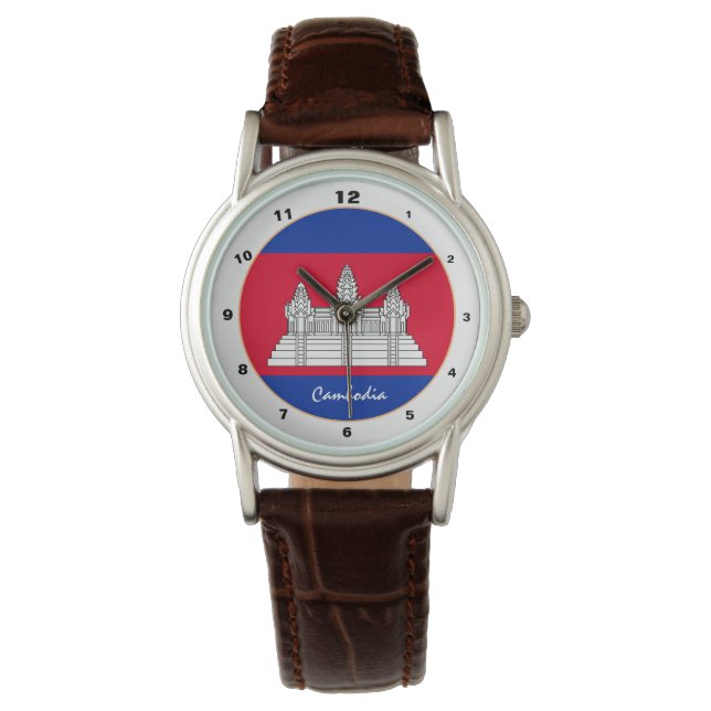 Montre Drapeau cambodgien & Cambodge mode tendance / desi (devant)