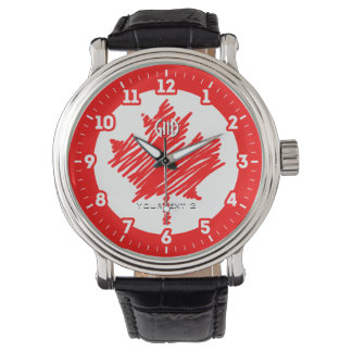 Montre Drapeau canadien Feuille d'érable rouge Personnali