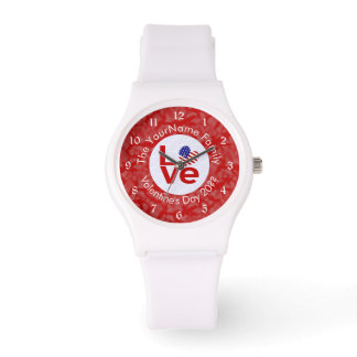 Montre Drapeau cardiaque USA Red LOVE Wrist