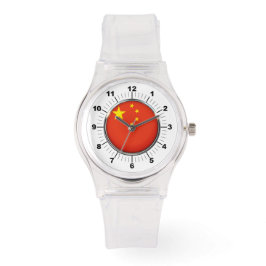 Montre Drapeau chinois féminin Sporty Rose Silicon Watch
