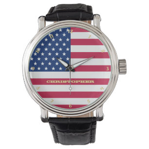 Montre Drapeau classique Patriotic Gold Monogramme États