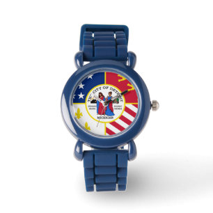 Montre Drapeau de Detroit, Michigan Watch