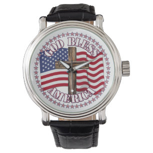 Montre Drapeau de Dieu bénisse l'Amérique et croise les