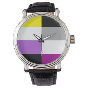 Montre Drapeau de fierté dual asexeul non binaire