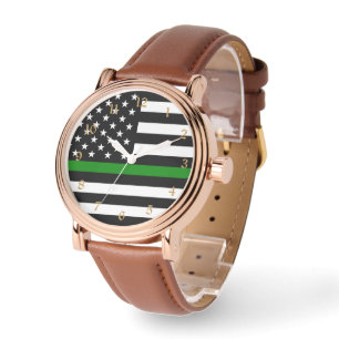 Montre Drapeau de la fine ligne verte : vétérans militair