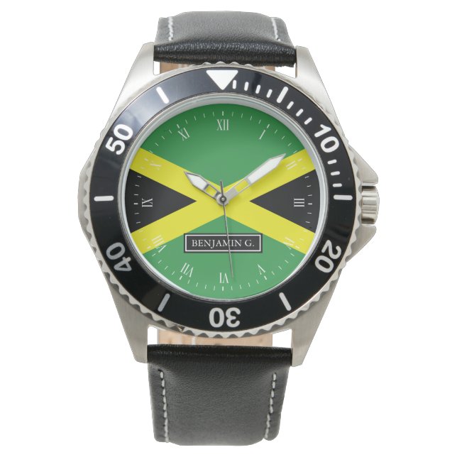 Montre Drapeau de la Jamaïque Nom personnalisé (devant)