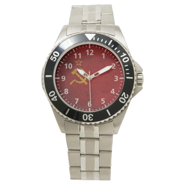 Montre Drapeau de l'Union soviétique de Grunge Noire (devant)