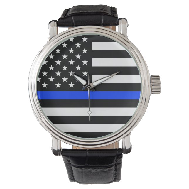 Montre Drapeau de police de la ligne bleue mince (devant)