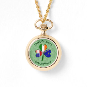 Montre Drapeau de Trèfle personnalisé de l'Union européen