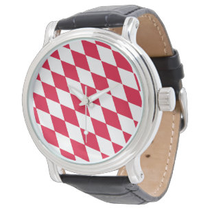 Montre Drapeau diamant Bavière rouge et blanc