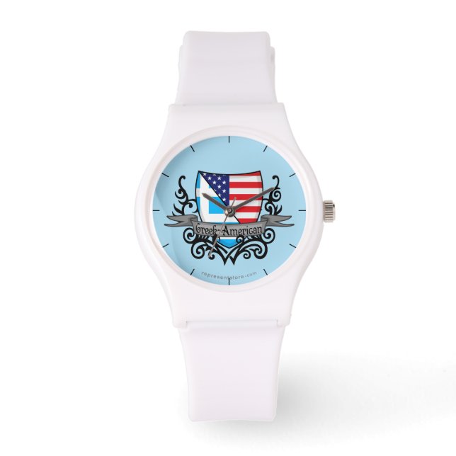 Montre Drapeau du bouclier grec-américain (Recto)