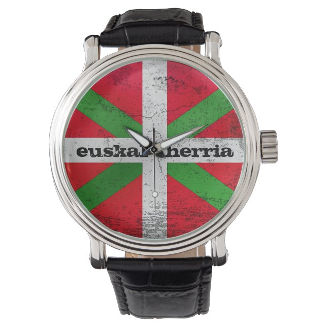 Montre Drapeau du Pays basque, personnalisé, en détresse, (devant)