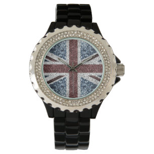 Montre Drapeau du Royaume-Uni Rustic vintage scintille pa