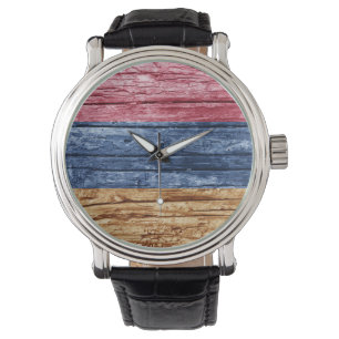 Montre Drapeau en bois d'Arménie