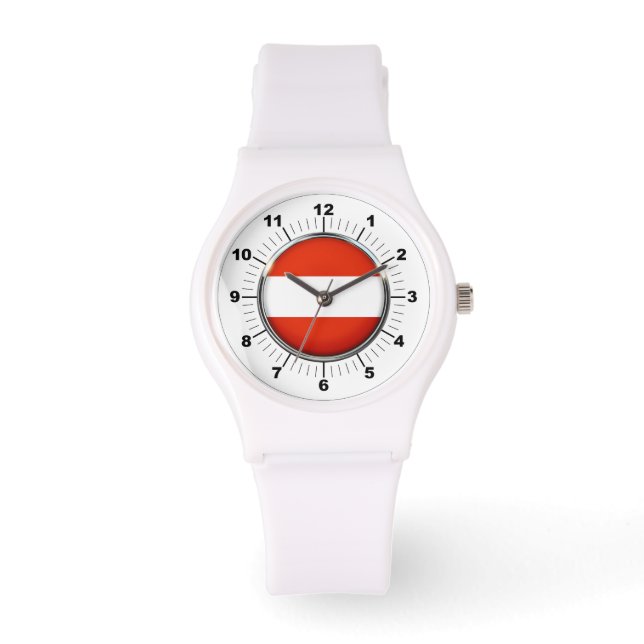 Montre Drapeau féminin Autriche Sporty White Silicon Watc (Recto)
