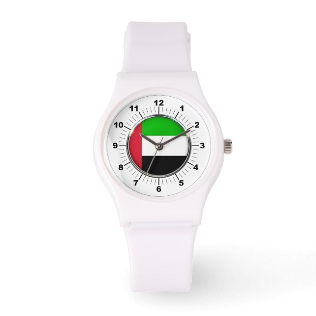 Montre Drapeau féminin Emirates Sporty White Silicon Watc (Recto)