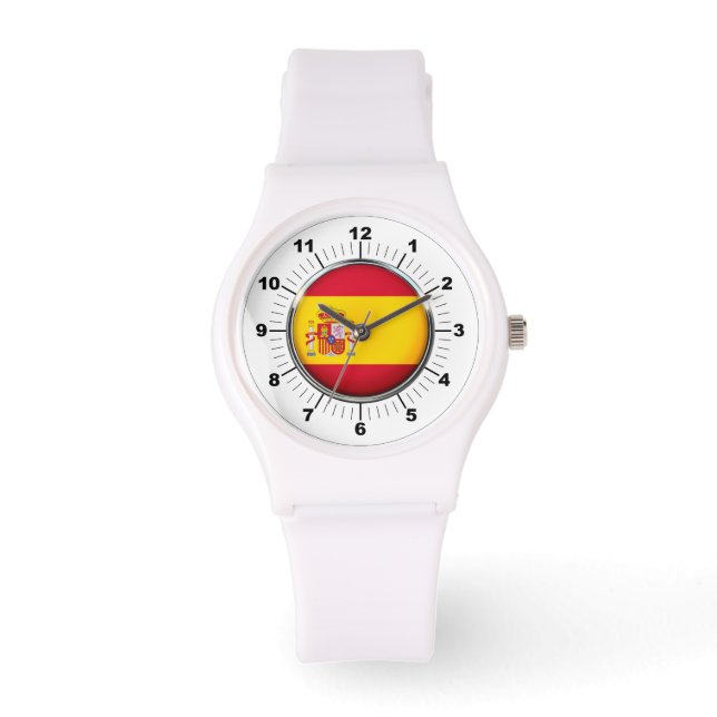 Montre Drapeau féminin Espagne Sporty White Silicon Watch (Recto)