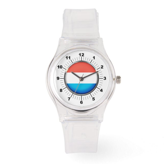Montre Drapeau féminin Luxembourg Sporty Rose Silicon Wat (Recto)