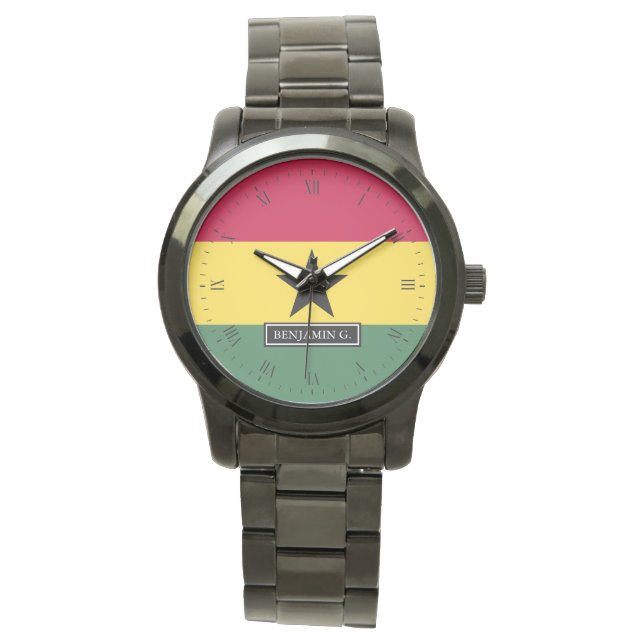 Montre Drapeau ghanéen | Nom personnalisé (devant)
