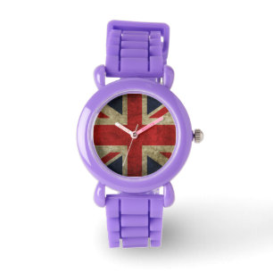 Montre Drapeau grunge d'Union Jack les Anglais