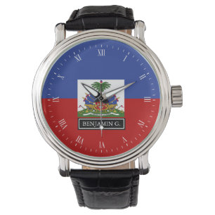 Montre Drapeau haïtien Nom personnalisé