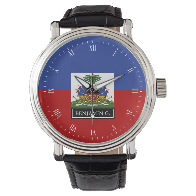Montre Drapeau haïtien Nom personnalisé (devant)