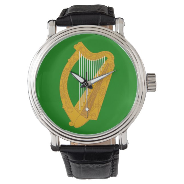 Montre drapeau irlandais de la harpe verte (devant)