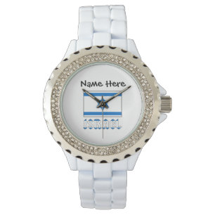 Montre Drapeau israélien israélien noir Personnalisation