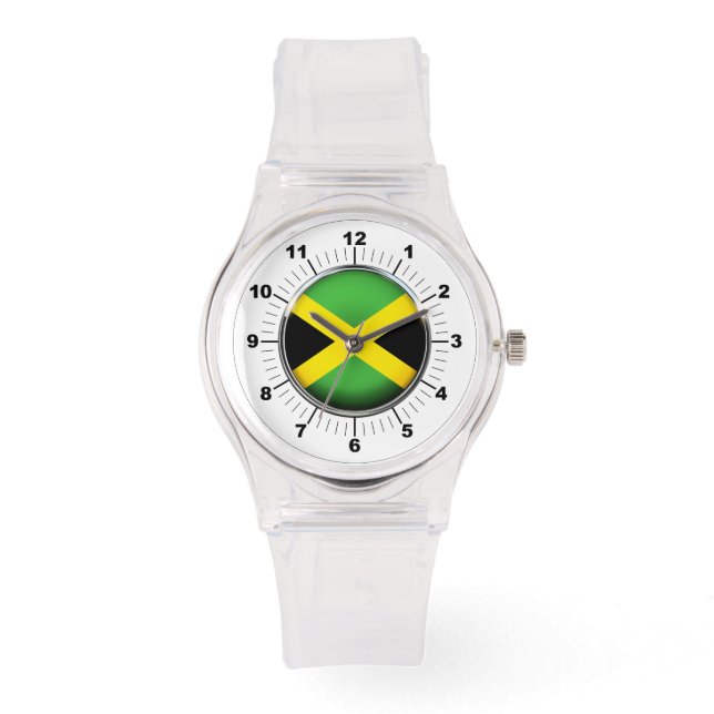 Montre Drapeau jamaïcain féminin Sporty Rose Silicon Watc (Recto)