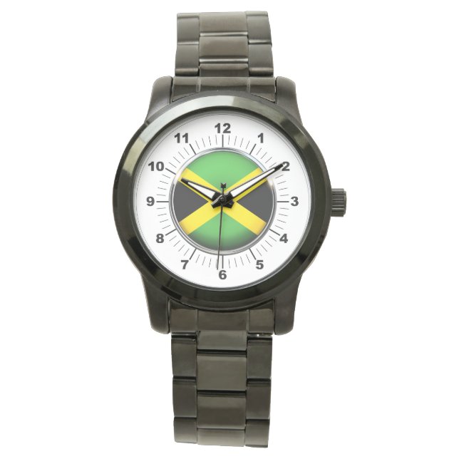Montre Drapeau jamaïcain féminin surdimensionné Black Wat (devant)
