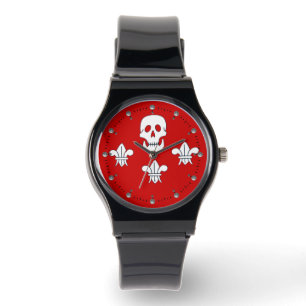 Montre DRAPEAU jolly roger ET TROIS LIEUX, Rouge