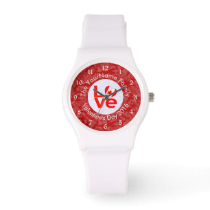 Montre Drapeau LOVE rouge canadien personnalisé