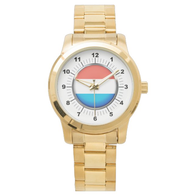 Montre Drapeau Luxembourg féminin Surdimensionné Gold Wat (devant)