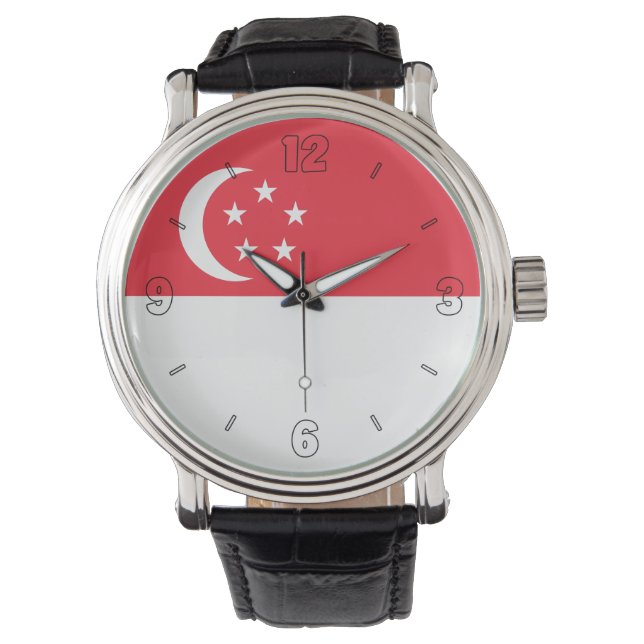 Montre Drapeau national de Singapour Élégant patriotique (devant)
