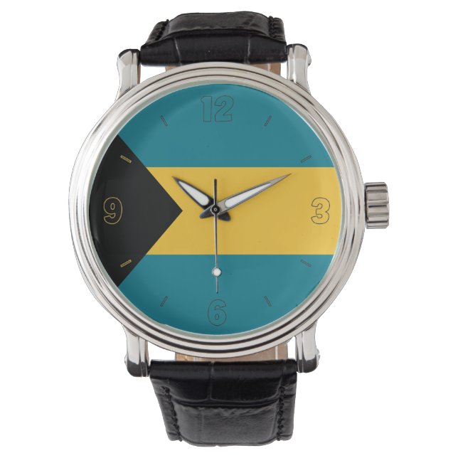 Montre Drapeau national des Bahamas Élégant patriotique (devant)