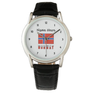 Montre Drapeau norvégien avec votre nom