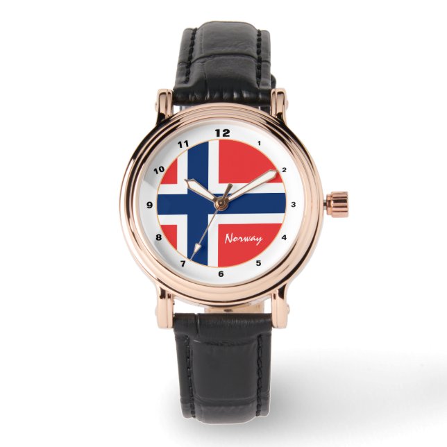Montre Drapeau norvégien carré & Norvège tendance /design (Recto)