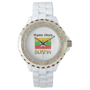 Montre Drapeau personnalisé de la Birmanie et du Myanmar