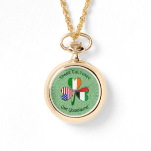 Montre Drapeau personnalisé Shamrock Irlandais Américain