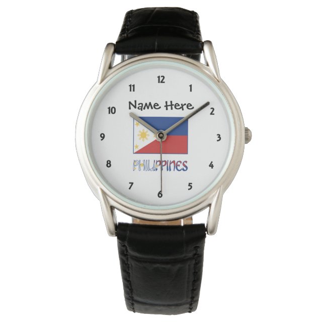 Montre Drapeau philippin et philippin personnalisé (devant)