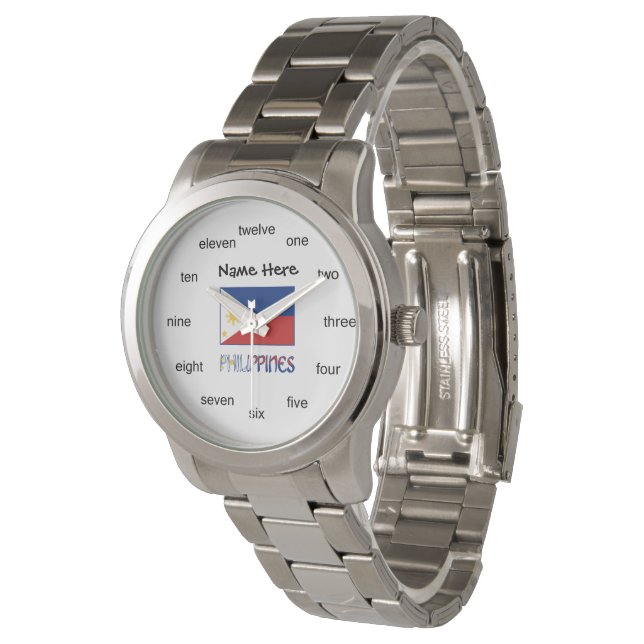 Montre Drapeau philippin philippin personnalisé (Incliné)