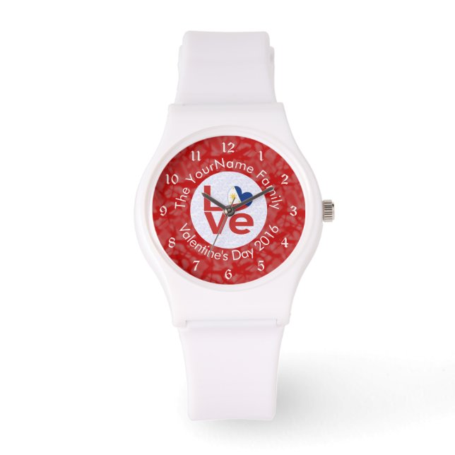 Montre Drapeau Red LOVE des Philippines Personnalisé (Recto)